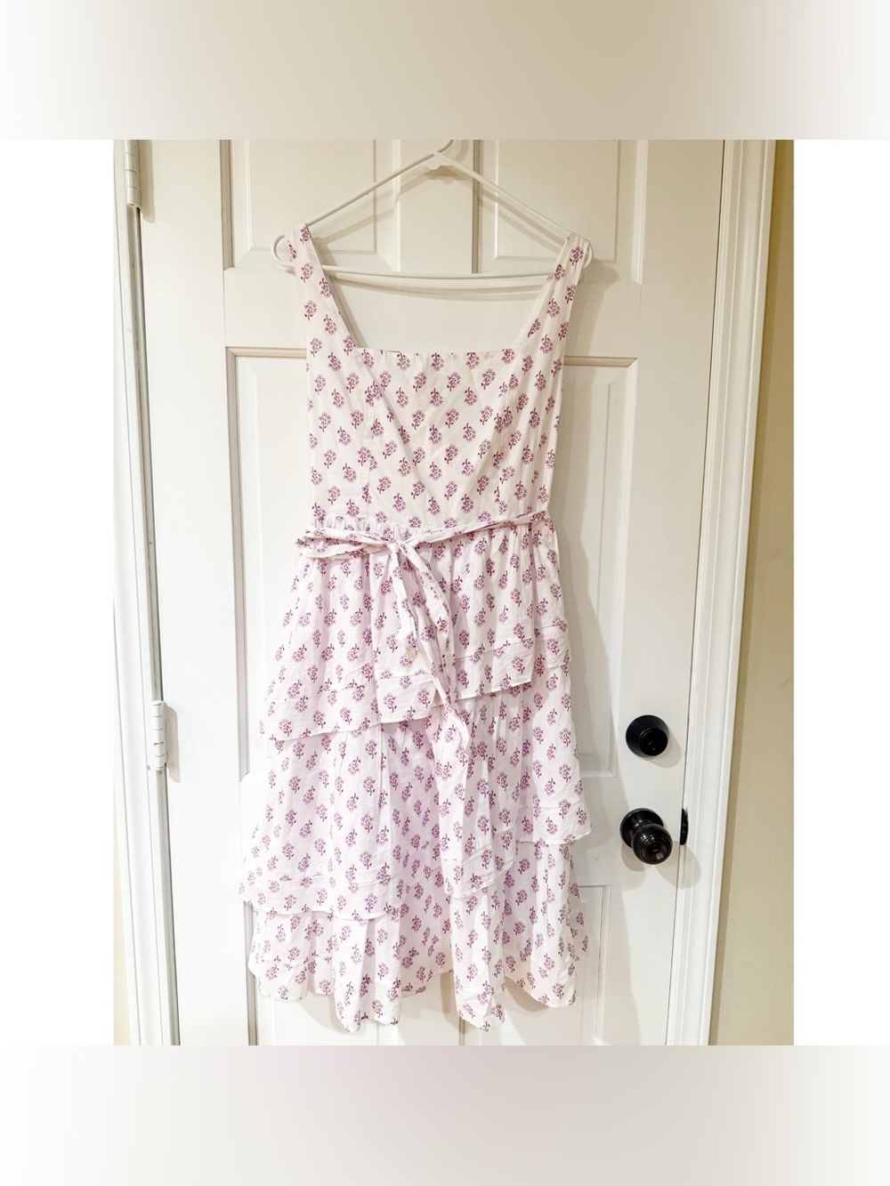 J. Crew Sleeveless Belted Tiered Floral Print Cotton size 6 - Picture 5 of 12
